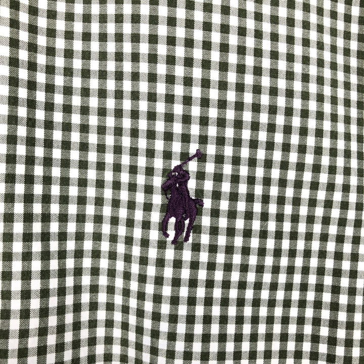 Ralph Lauren POLO by Ralph Lauren CLASSIC FIT Gingham Check Long Sleeve Button-Down Check Shirt, Men's Size M (approx.) cotton Green type dark green Vintage Second Hand