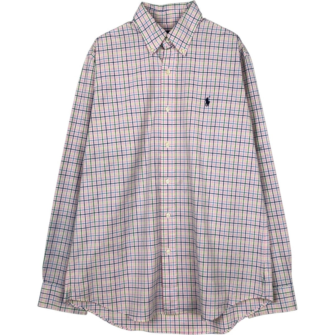 Ralph Lauren Classic Fit Long Sleeve Button Down Check Shirt Men's M cotton pink type Vintage Second Hand