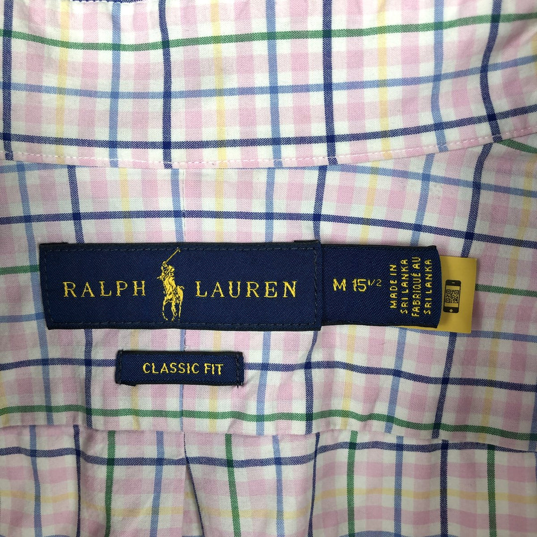 Ralph Lauren Classic Fit Long Sleeve Button Down Check Shirt Men's M cotton pink type Vintage Second Hand