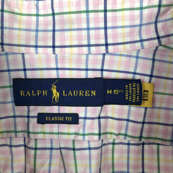 Ralph Lauren Classic Fit Long Sleeve Button Down Check Shirt Men's M cotton pink type Vintage Second Hand