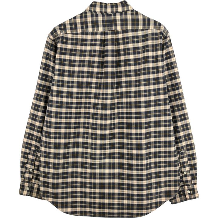 Ralph Lauren long sleeve button down check shirt, men's size L cotton navy blue type Vintage Second Hand