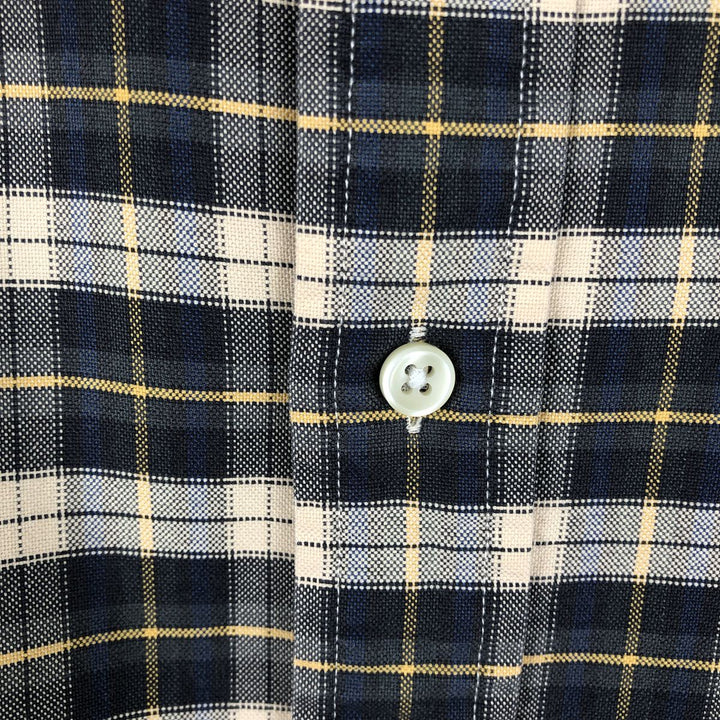 Ralph Lauren long sleeve button down check shirt, men's size L cotton navy blue type Vintage Second Hand