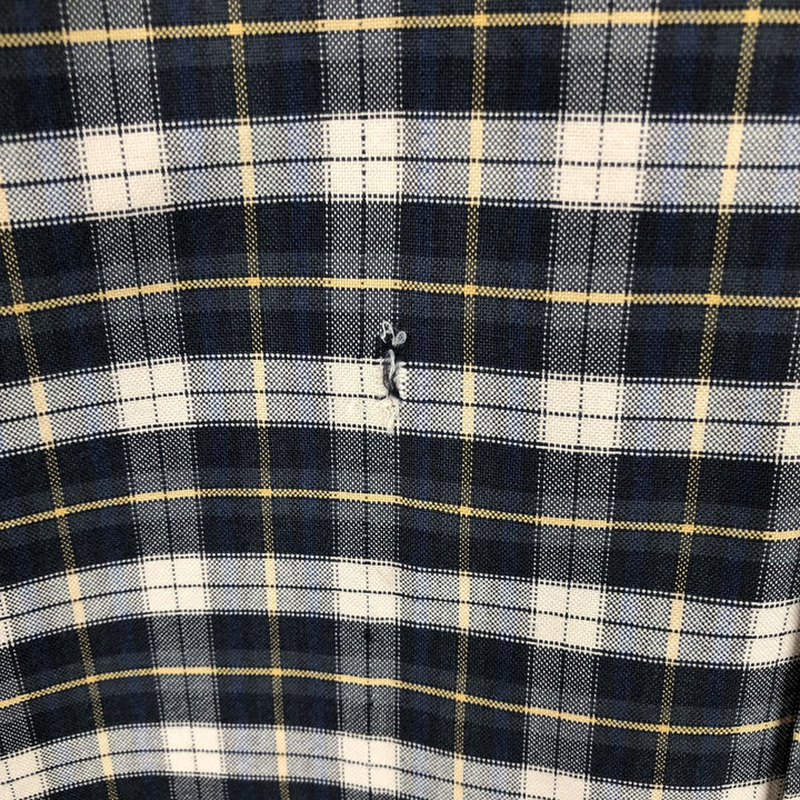 Ralph Lauren long sleeve button down check shirt, men's size L cotton navy blue type Vintage Second Hand