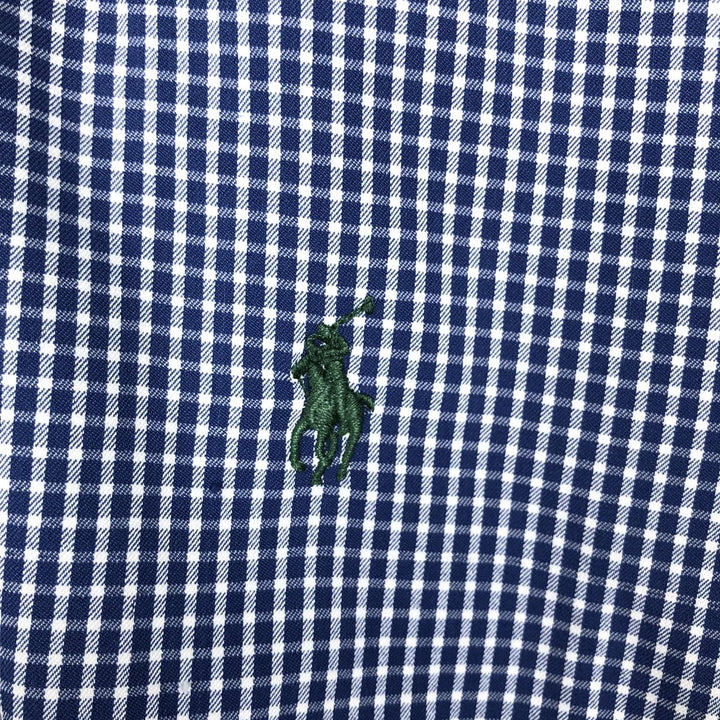 Ralph Lauren PERFORMANCE Gun Club Check Long-Sleeve Button-Down Check Shirt, Men's Size M (approx.) Nylon blue type Vintage Second Hand