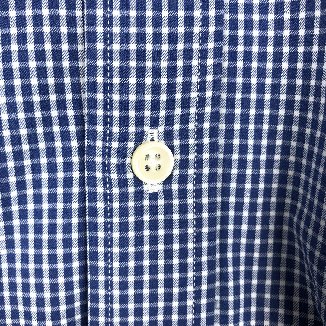 Ralph Lauren PERFORMANCE Gun Club Check Long-Sleeve Button-Down Check Shirt, Men's Size M (approx.) Nylon blue type Vintage Second Hand