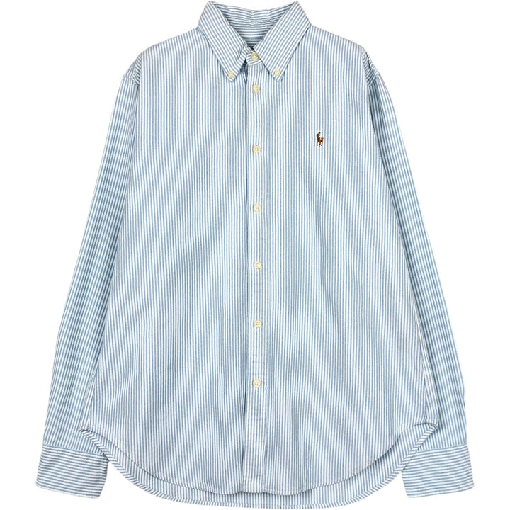 Ralph Lauren long-sleeved button-down striped shirt, men's size M (approx.) cotton blue type Vintage Second Hand