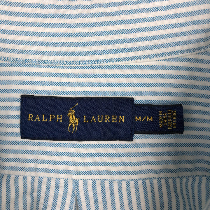 Ralph Lauren long-sleeved button-down striped shirt, men's size M (approx.) cotton blue type Vintage Second Hand
