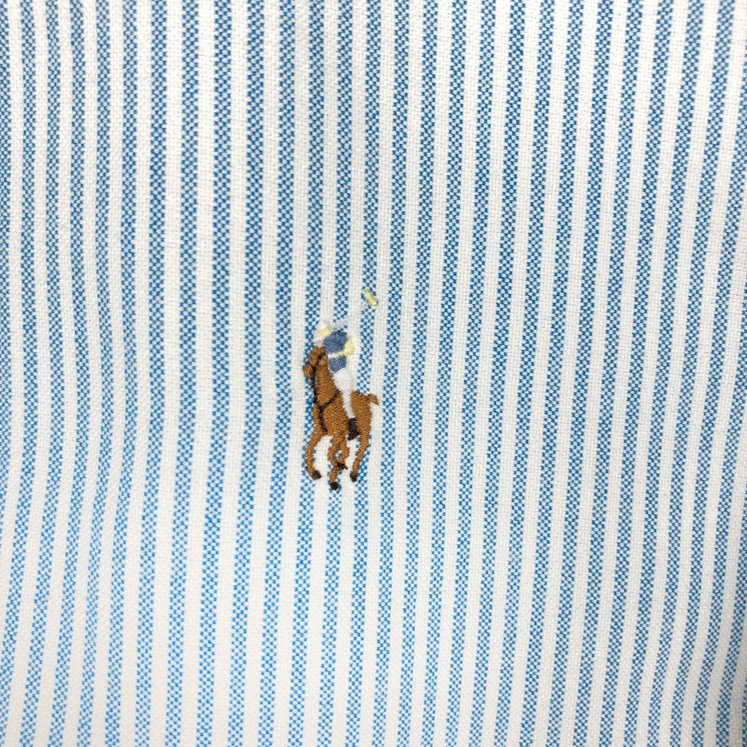 Ralph Lauren long-sleeved button-down striped shirt, men's size M (approx.) cotton blue type Vintage Second Hand
