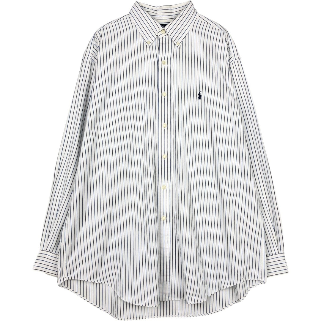 Ralph Lauren YARMOUTH Multi-stripe Long Sleeve Button-down Striped Shirt Men's XL cotton blue type Vintage Second Hand