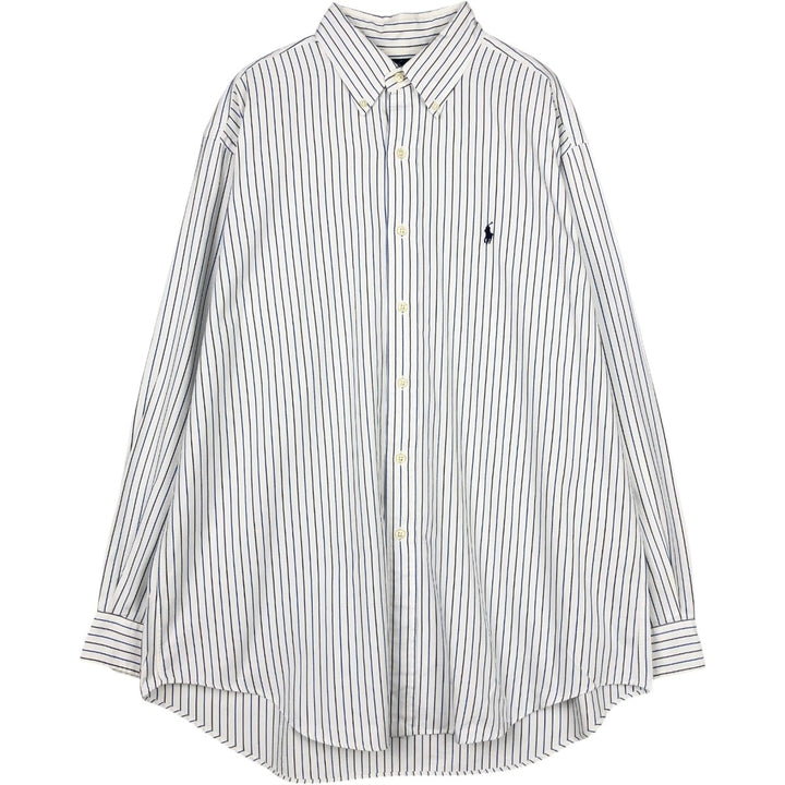Ralph Lauren YARMOUTH Multi-stripe Long Sleeve Button-down Striped Shirt Men's XL cotton blue type Vintage Second Hand