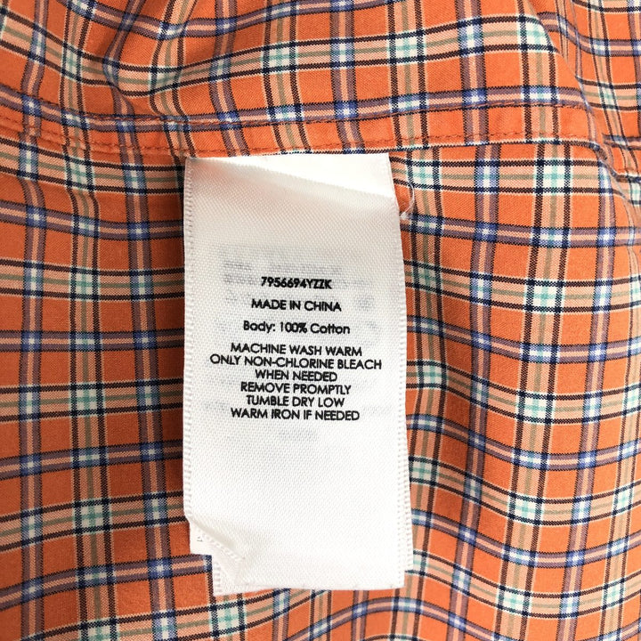 Ralph Lauren long-sleeved button-down check shirt, men's size S (approx.) cotton orange type Vintage Second Hand