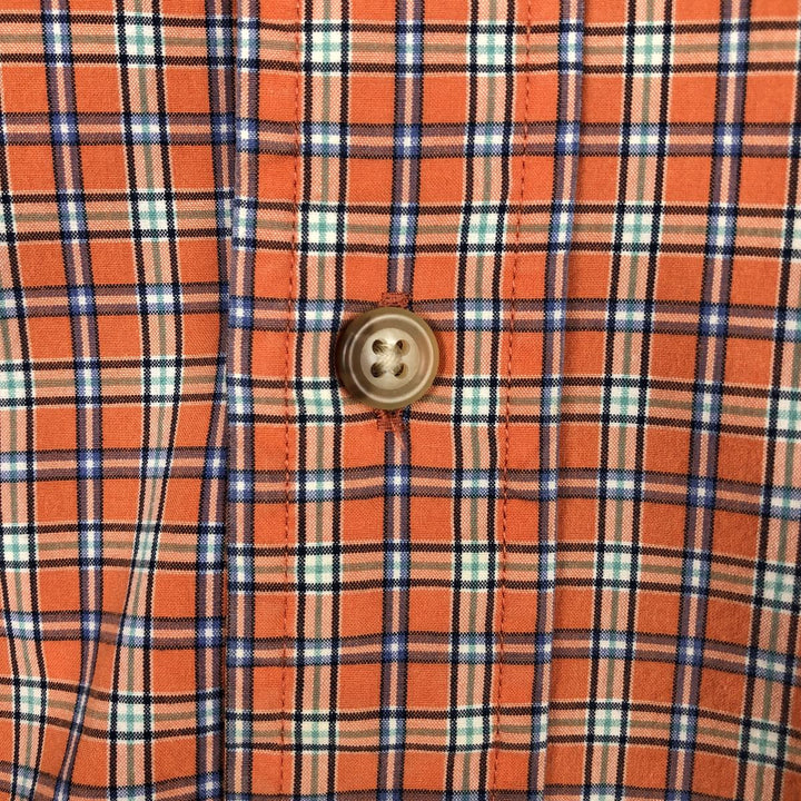 Ralph Lauren long-sleeved button-down check shirt, men's size S (approx.) cotton orange type Vintage Second Hand