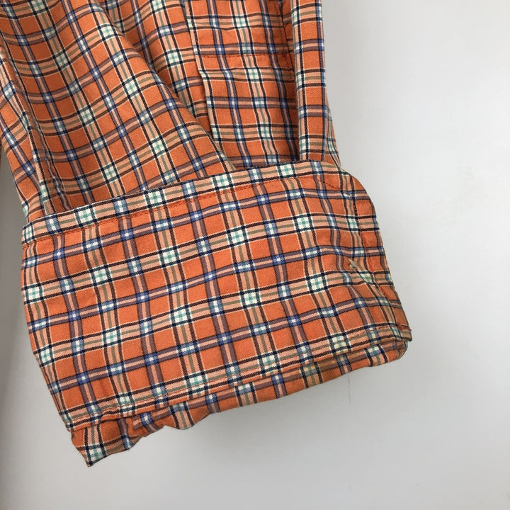 Ralph Lauren long-sleeved button-down check shirt, men's size S (approx.) cotton orange type Vintage Second Hand