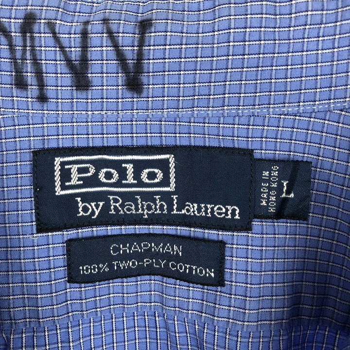 Ralph Lauren POLO by Ralph Lauren CHAPMAN Long-Sleeve Cotton Check Shirt, Men's Size L (approx.) cotton blue type Vintage Second Hand
