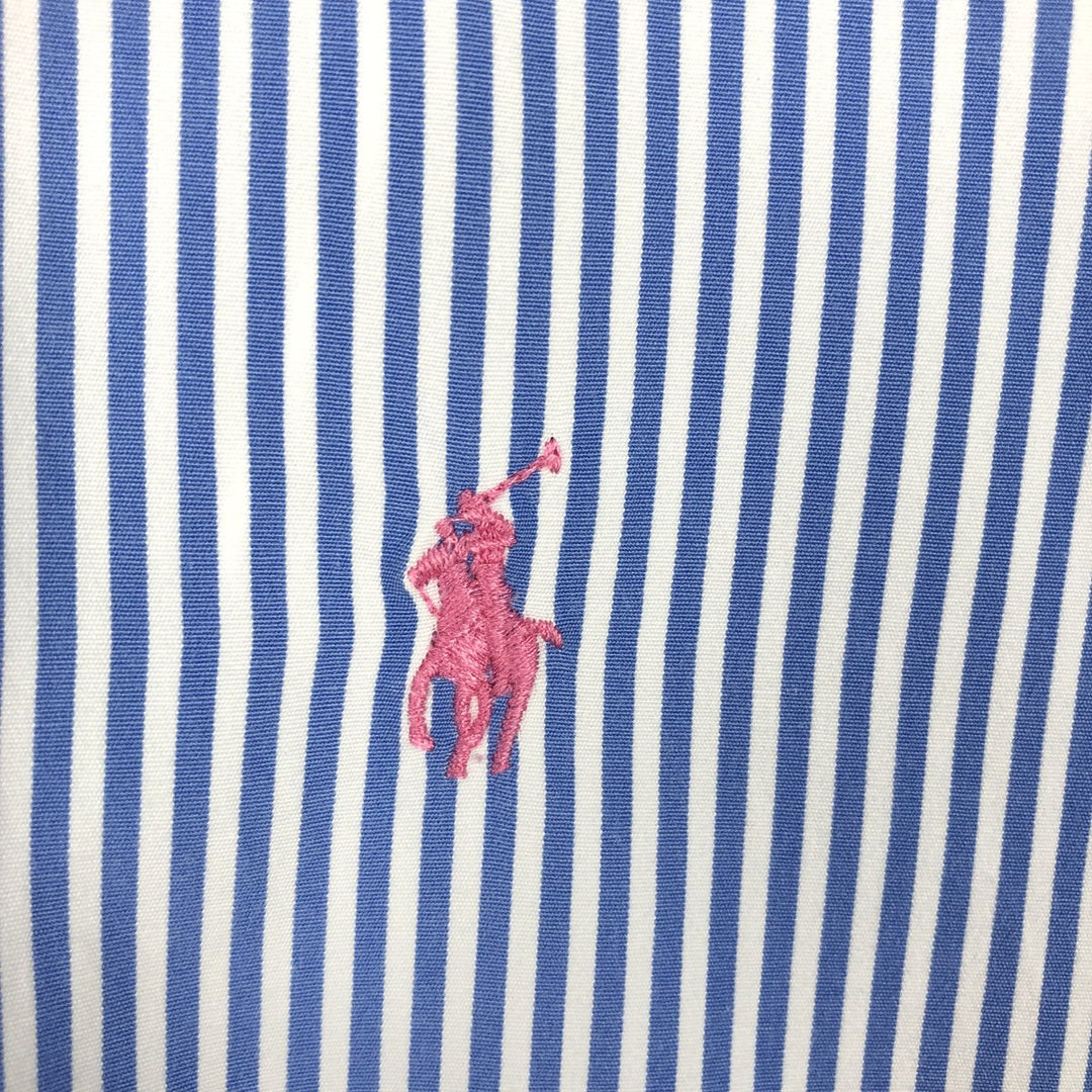 Ralph Lauren CUSTOM FIT long sleeve cotton striped shirt, men's size L cotton Blue type light blue Vintage Second Hand