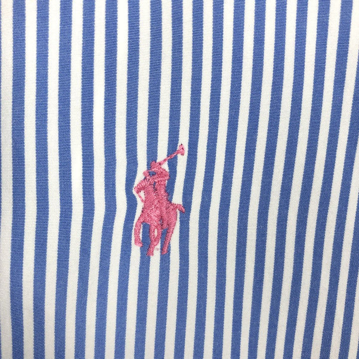Ralph Lauren CUSTOM FIT long sleeve cotton striped shirt, men's size L cotton Blue type light blue Vintage Second Hand