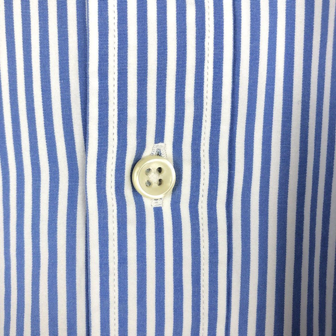 Ralph Lauren CUSTOM FIT long sleeve cotton striped shirt, men's size L cotton Blue type light blue Vintage Second Hand
