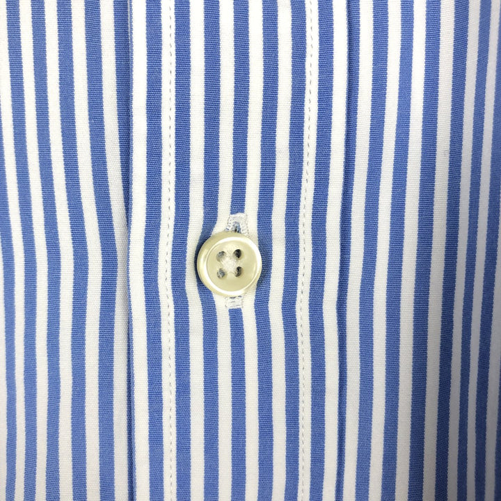 Ralph Lauren CUSTOM FIT long sleeve cotton striped shirt, men's size L cotton Blue type light blue Vintage Second Hand