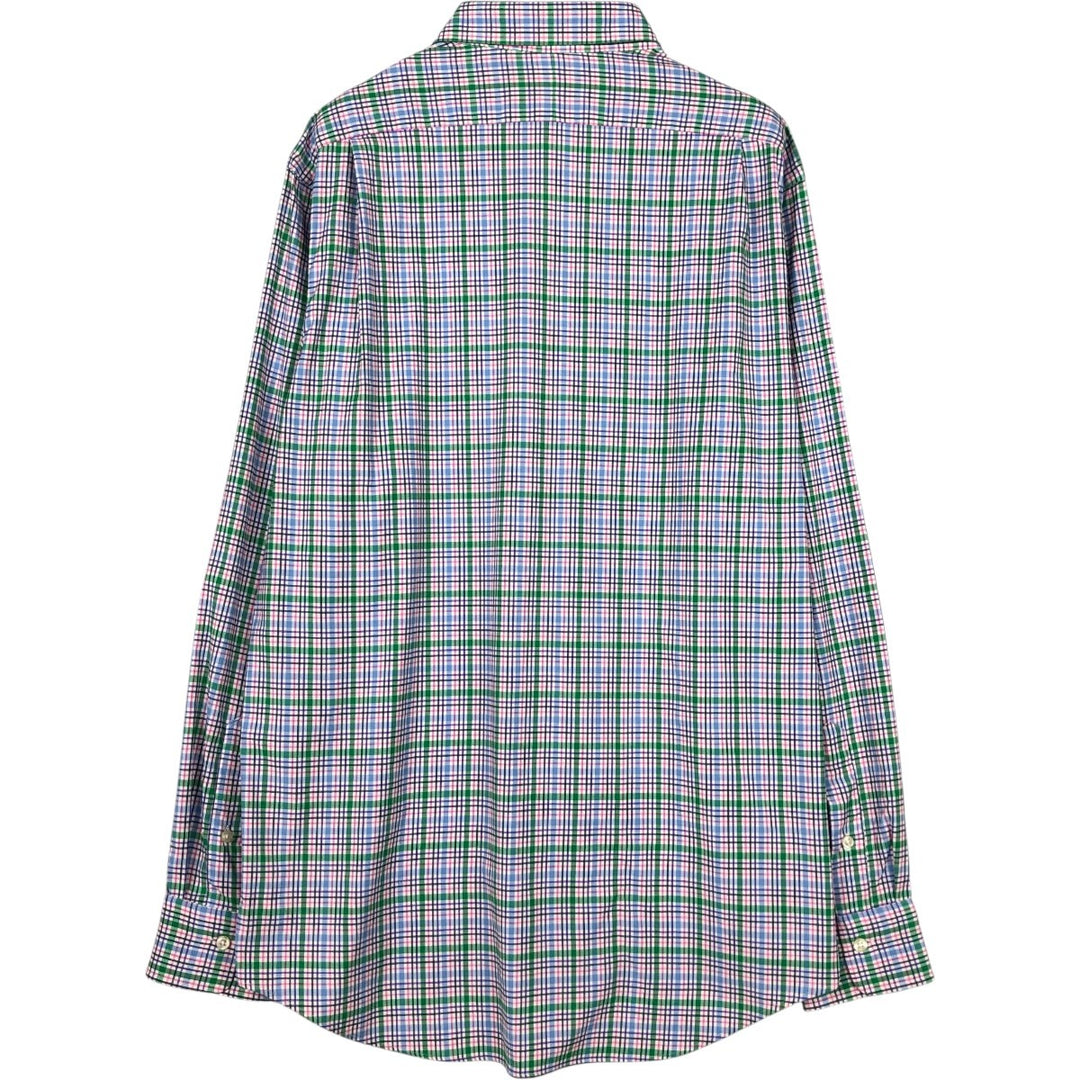 Ralph Lauren PERFORMANCE Long-Sleeve Button-Down Check Shirt, Men's Size L (equivalent) Nylon blue type Vintage Second Hand