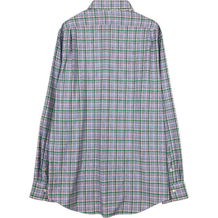 Ralph Lauren PERFORMANCE Long-Sleeve Button-Down Check Shirt, Men's Size L (equivalent) Nylon blue type Vintage Second Hand