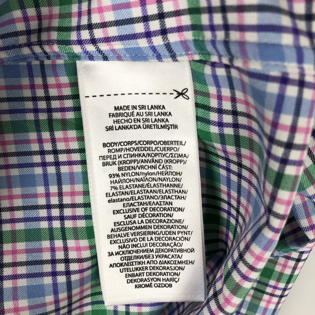 Ralph Lauren PERFORMANCE Long-Sleeve Button-Down Check Shirt, Men's Size L (equivalent) Nylon blue type Vintage Second Hand