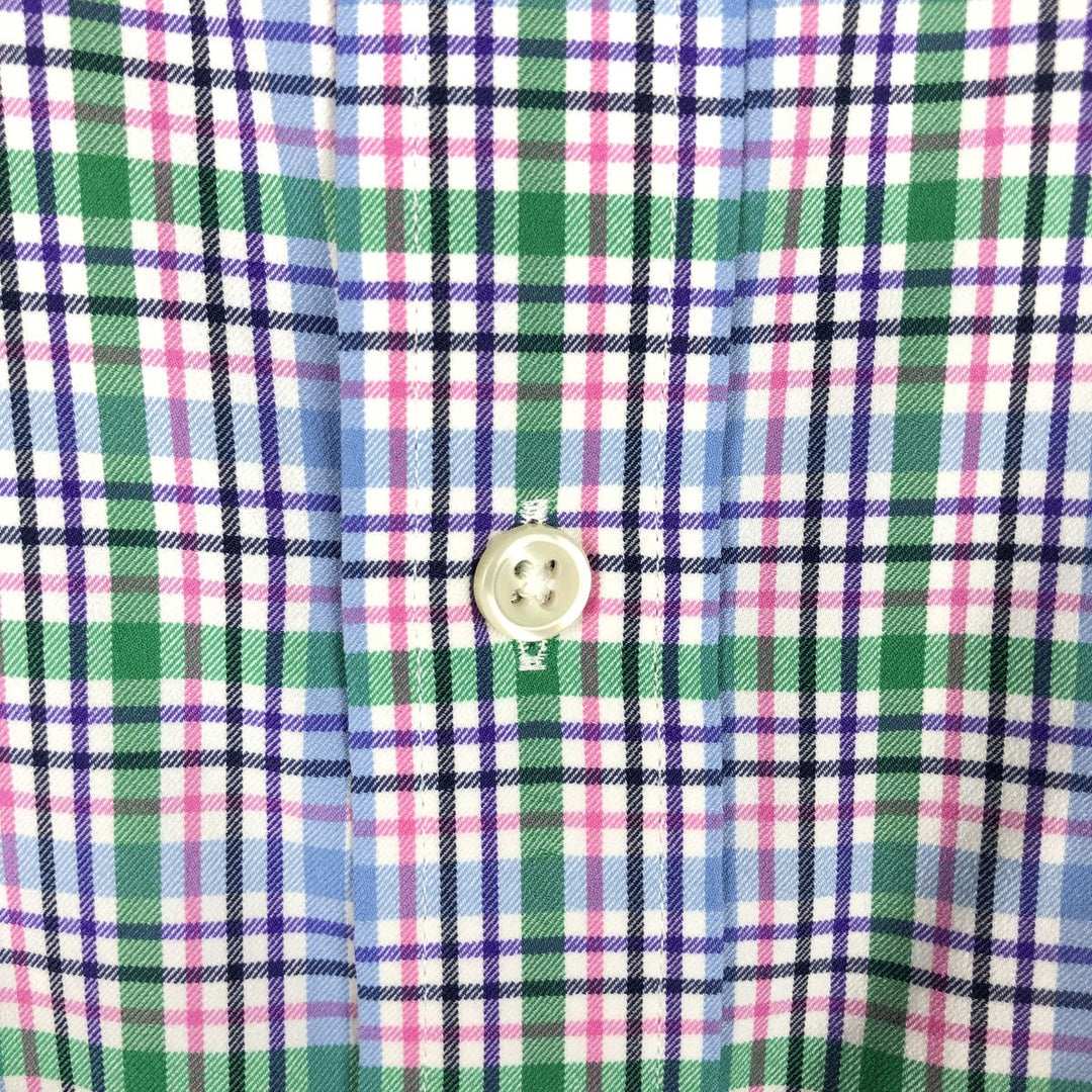 Ralph Lauren PERFORMANCE Long-Sleeve Button-Down Check Shirt, Men's Size L (equivalent) Nylon blue type Vintage Second Hand