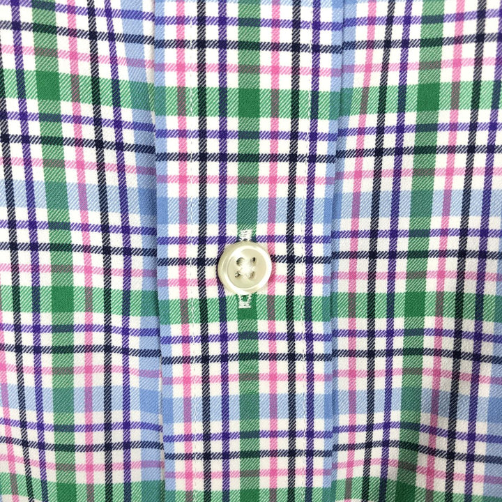 Ralph Lauren PERFORMANCE Long-Sleeve Button-Down Check Shirt, Men's Size L (equivalent) Nylon blue type Vintage Second Hand