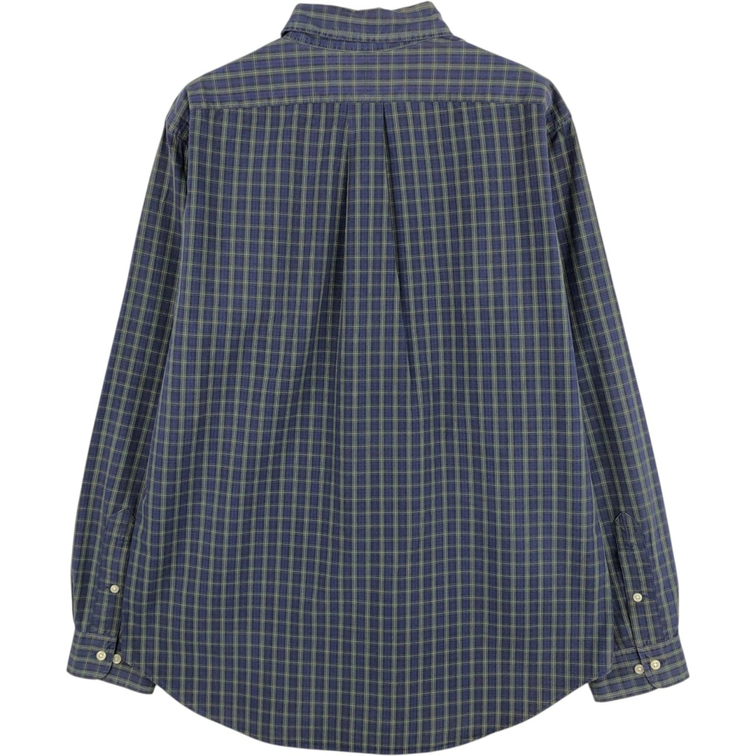 Ralph Lauren Classic Fit Long Sleeve Button Down Check Shirt Men's Size L cotton navy blue type Vintage Second Hand