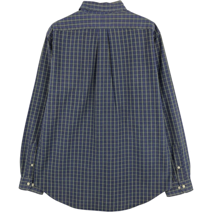 Ralph Lauren Classic Fit Long Sleeve Button Down Check Shirt Men's Size L cotton navy blue type Vintage Second Hand