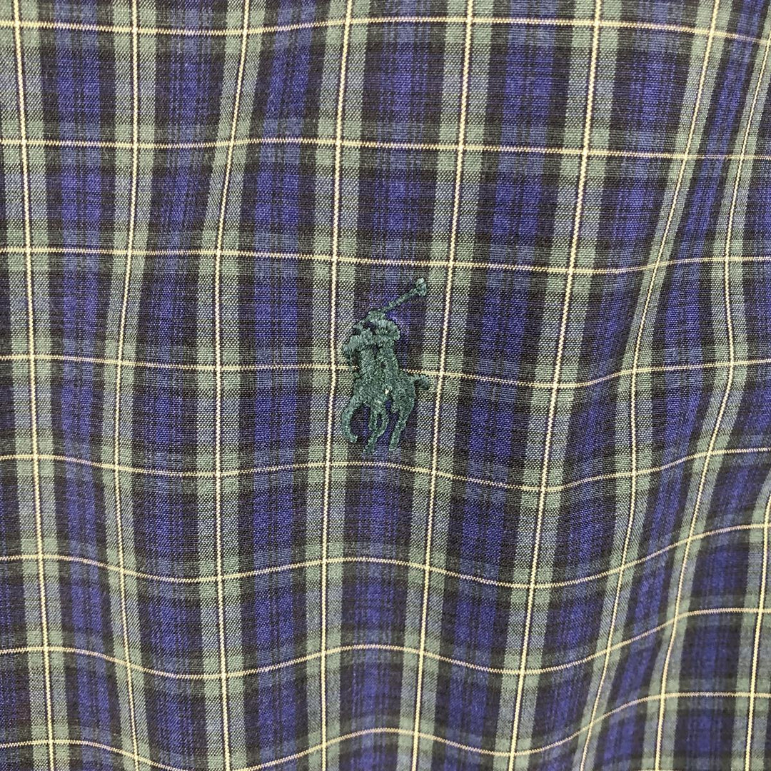 Ralph Lauren Classic Fit Long Sleeve Button Down Check Shirt Men's Size L cotton navy blue type Vintage Second Hand