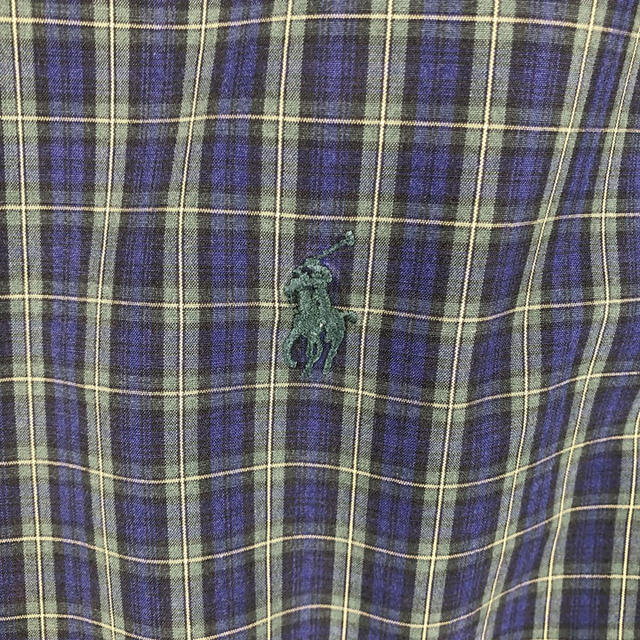 Ralph Lauren Classic Fit Long Sleeve Button Down Check Shirt Men's Size L cotton navy blue type Vintage Second Hand