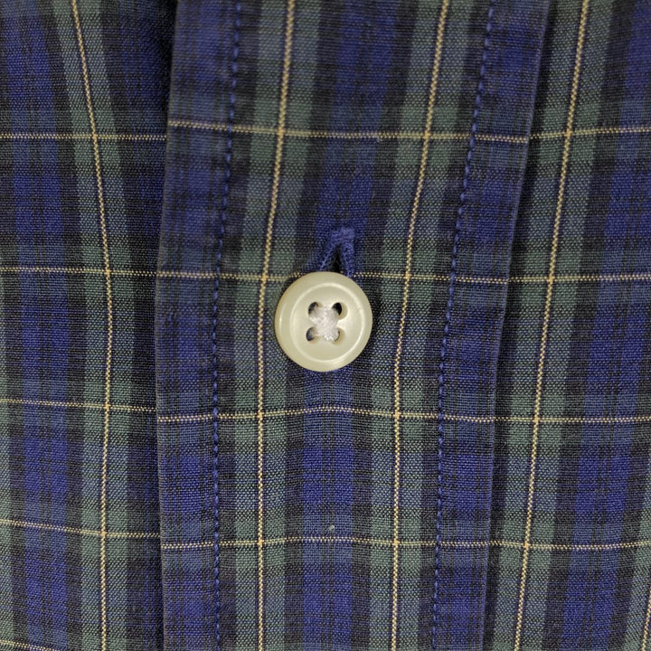 Ralph Lauren Classic Fit Long Sleeve Button Down Check Shirt Men's Size L cotton navy blue type Vintage Second Hand