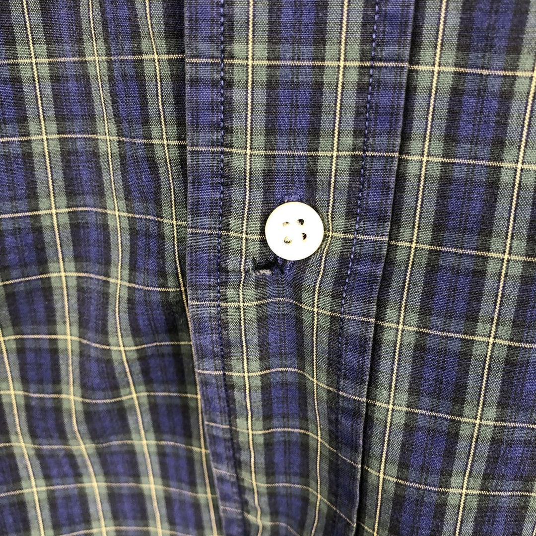 Ralph Lauren Classic Fit Long Sleeve Button Down Check Shirt Men's Size L cotton navy blue type Vintage Second Hand