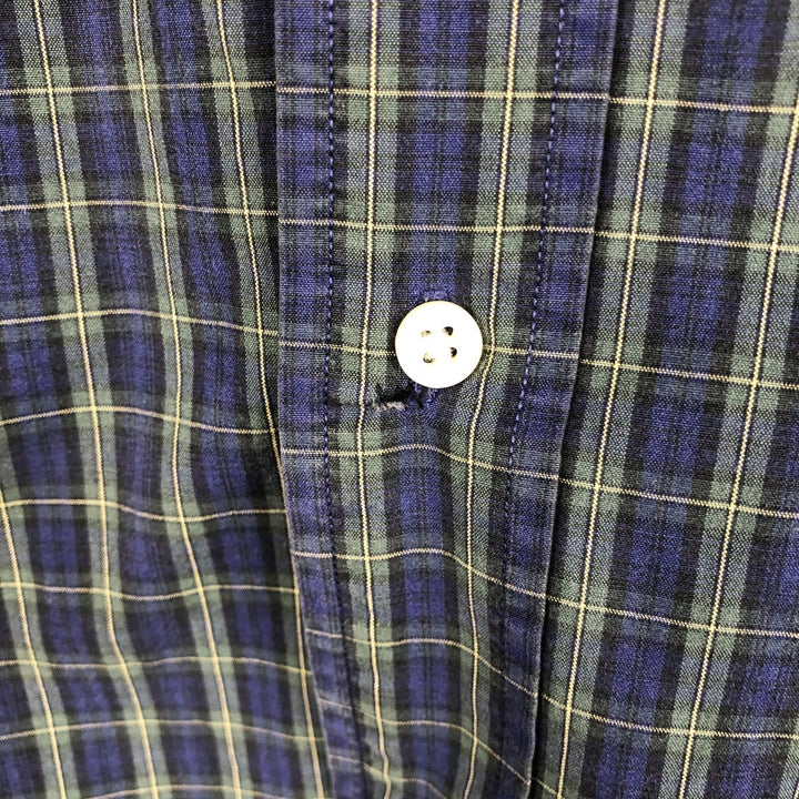 Ralph Lauren Classic Fit Long Sleeve Button Down Check Shirt Men's Size L cotton navy blue type Vintage Second Hand