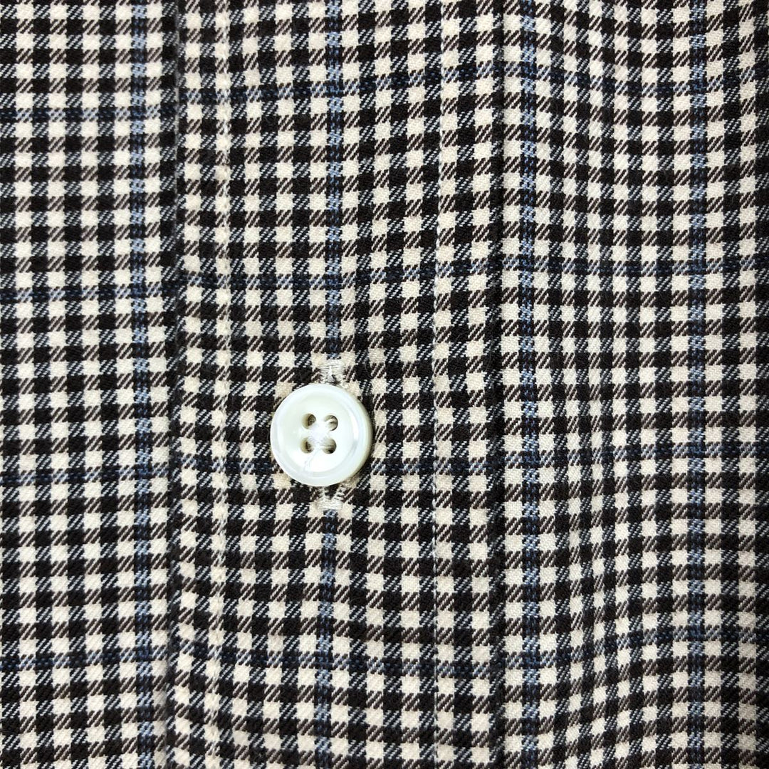 Ralph Lauren CUSTOM FIT long sleeve button down check shirt, men's size L cotton brown type Vintage Second Hand