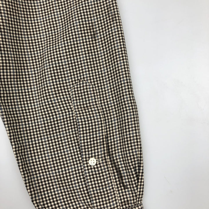 Ralph Lauren CUSTOM FIT long sleeve button down check shirt, men's size L cotton brown type Vintage Second Hand