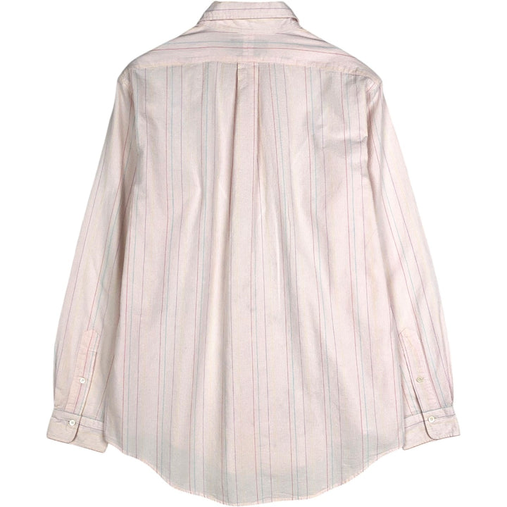 Ralph Lauren long sleeve button down striped shirt, men's size L cotton pink type Vintage Second Hand