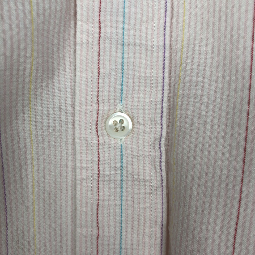 Ralph Lauren long sleeve button down striped shirt, men's size L cotton pink type Vintage Second Hand