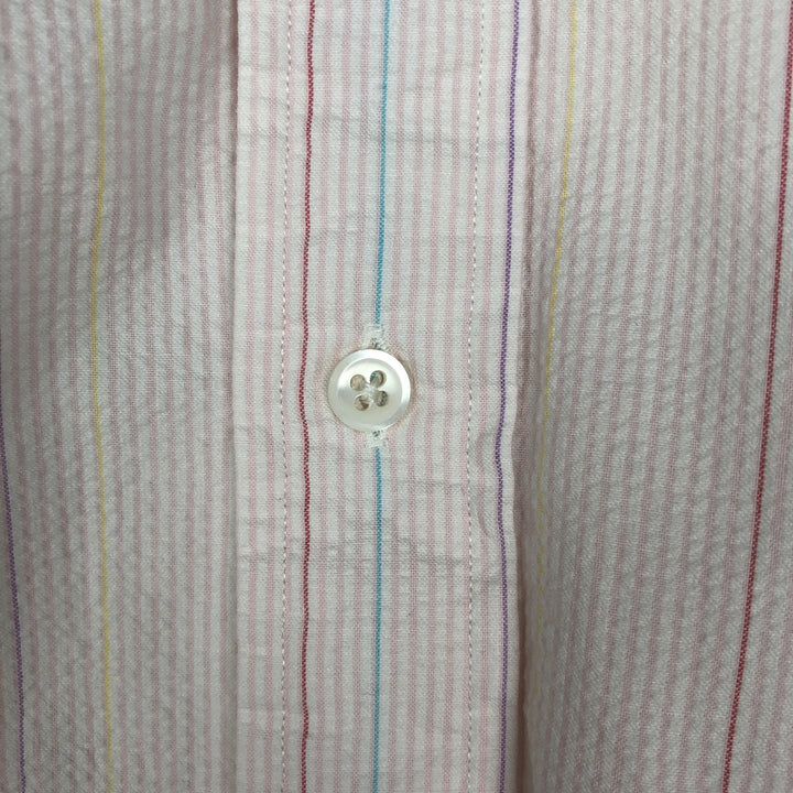 Ralph Lauren long sleeve button down striped shirt, men's size L cotton pink type Vintage Second Hand