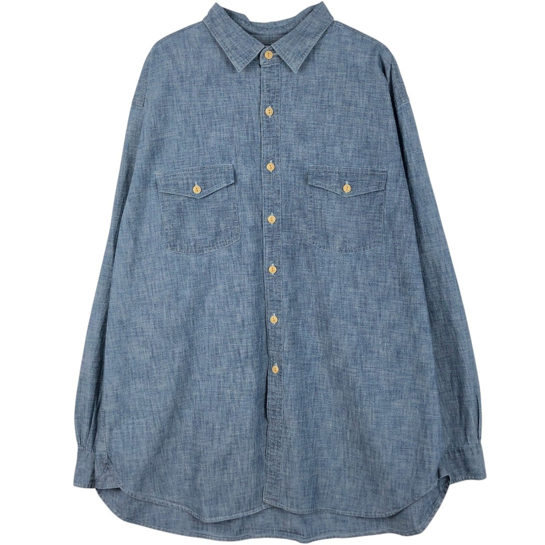 Brooks Brothers Est.1818 Long Sleeve Cotton Shirt, Men's XL cotton navy blue type Vintage Second Hand