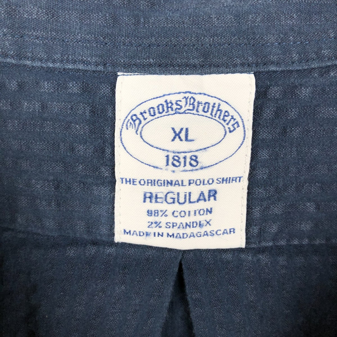 Brooks Brothers 1818 Regular Seersucker Long-Sleeve Button-Down Shirt (Men's Size XL) cotton navy blue type Vintage Second Hand