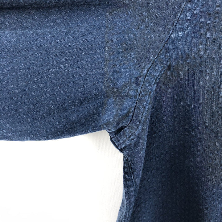 Brooks Brothers 1818 Regular Seersucker Long-Sleeve Button-Down Shirt (Men's Size XL) cotton navy blue type Vintage Second Hand