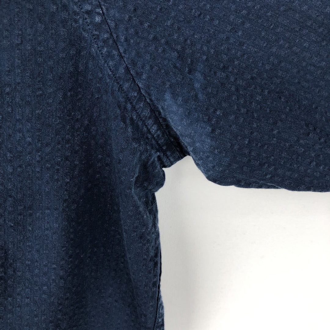 Brooks Brothers 1818 Regular Seersucker Long-Sleeve Button-Down Shirt (Men's Size XL) cotton navy blue type Vintage Second Hand