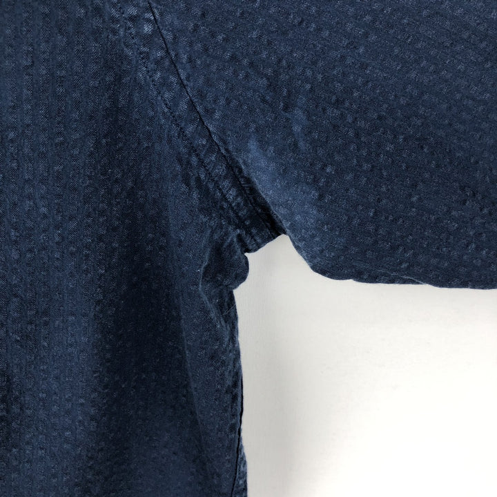 Brooks Brothers 1818 Regular Seersucker Long-Sleeve Button-Down Shirt (Men's Size XL) cotton navy blue type Vintage Second Hand