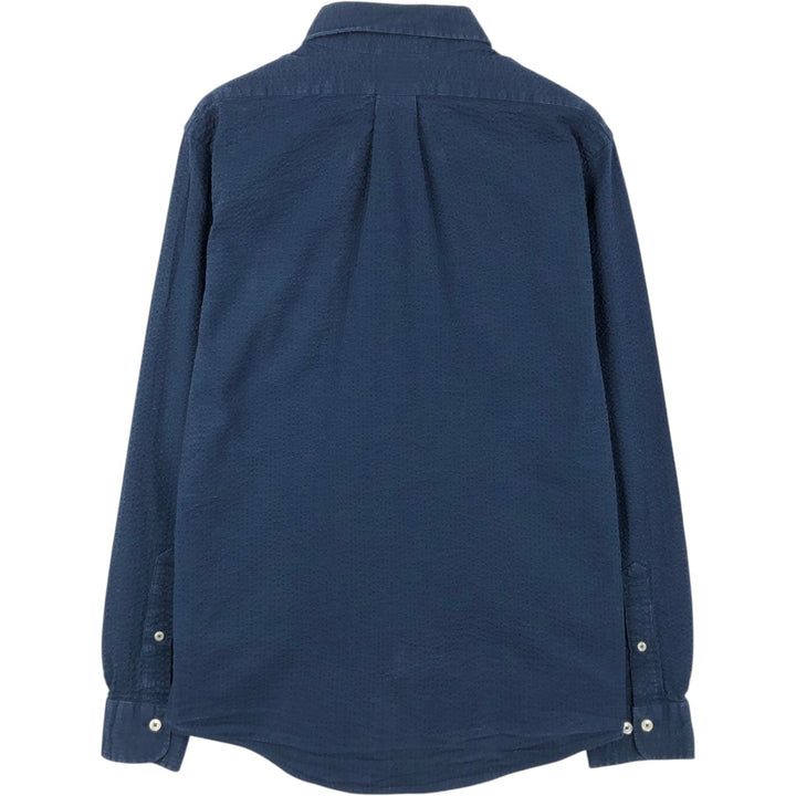 Brooks Brothers 1818 REGENT FIT Seersucker Long-Sleeve Button-Down Shirt (Men's Size M) cotton navy blue type Vintage Second Hand