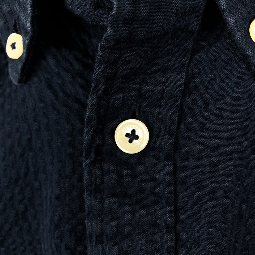 Brooks Brothers 1818 REGENT FIT Seersucker Long-Sleeve Button-Down Shirt (Men's Size M) cotton navy blue type Vintage Second Hand