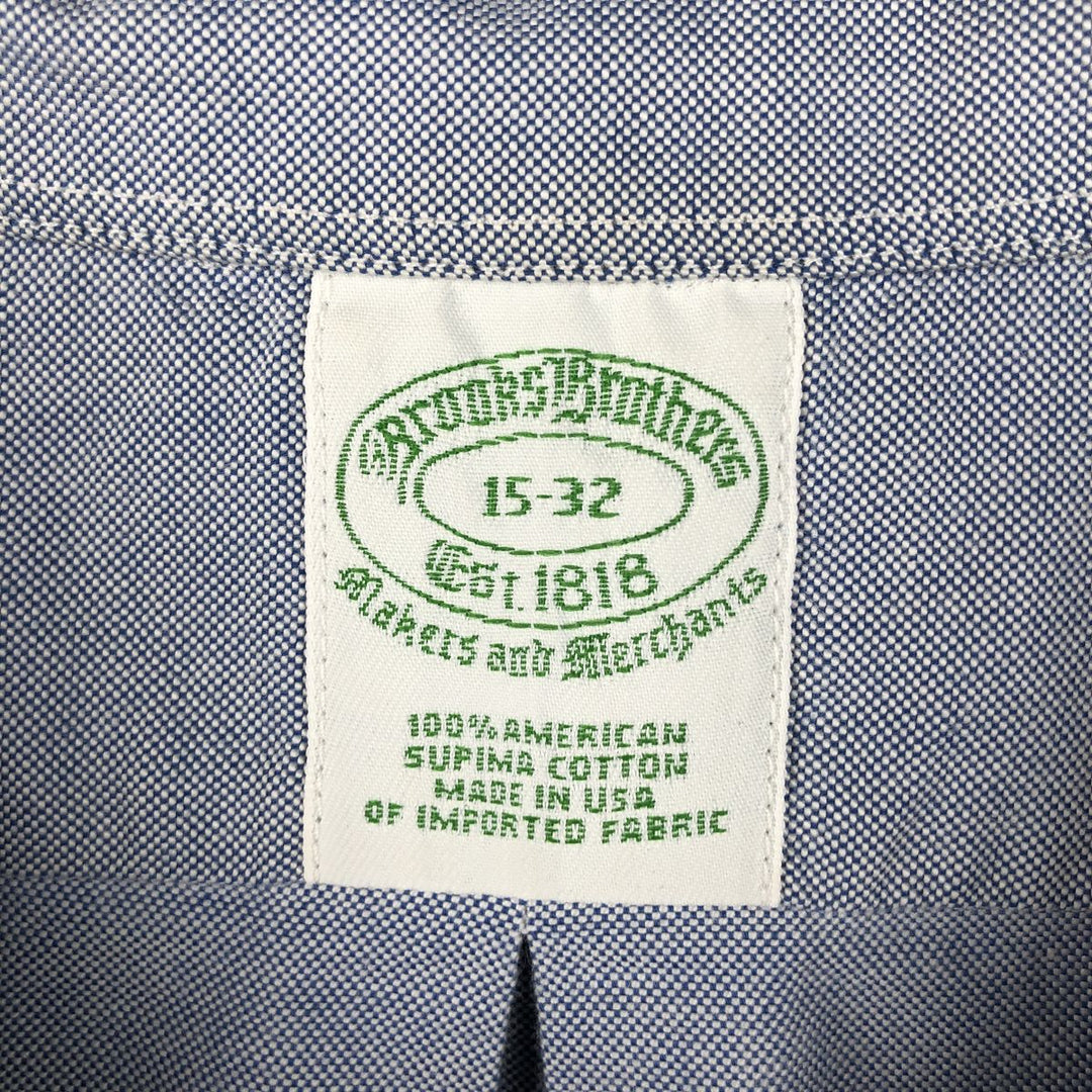 80s-90'S Brooks Brothers Est.1818 Makers and Merchants Plain Long-Sleeve Button-Down Shirt, Made in USA, Men's Size M (approx.) Supima Cotton Blue type light blue Vintage Second Hand