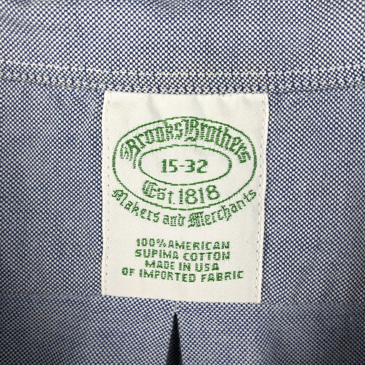 80s-90'S Brooks Brothers Est.1818 Makers and Merchants Plain Long-Sleeve Button-Down Shirt, Made in USA, Men's Size M (approx.) Supima Cotton Blue type light blue Vintage Second Hand