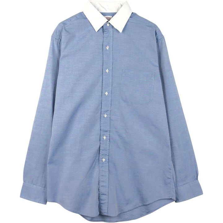 Vintage 80s-90'S Brooks Brothers MAKERS long-sleeved cotton clerical shirt, made in the USA, size M, men's. cotton blue type Vintage Second Hand