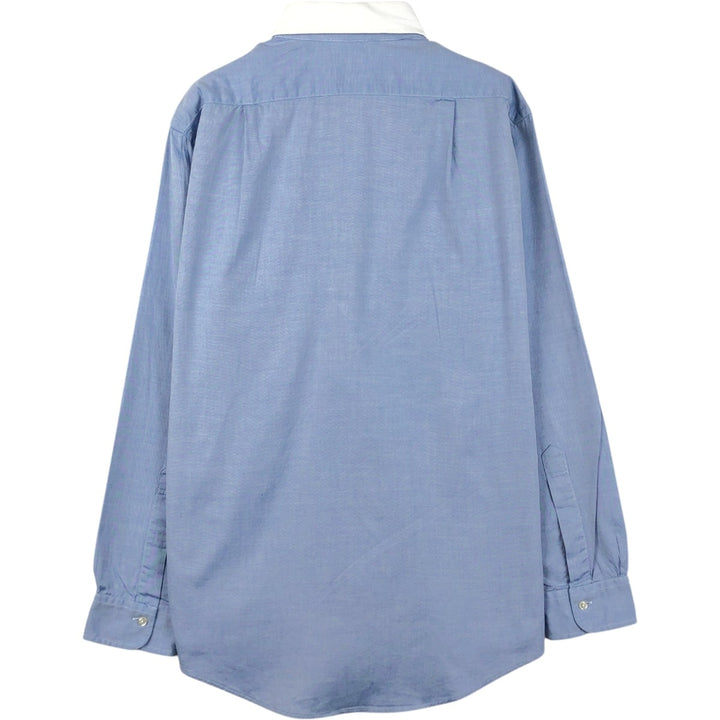 Vintage 80s-90'S Brooks Brothers MAKERS long-sleeved cotton clerical shirt, made in the USA, size M, men's. cotton blue type Vintage Second Hand